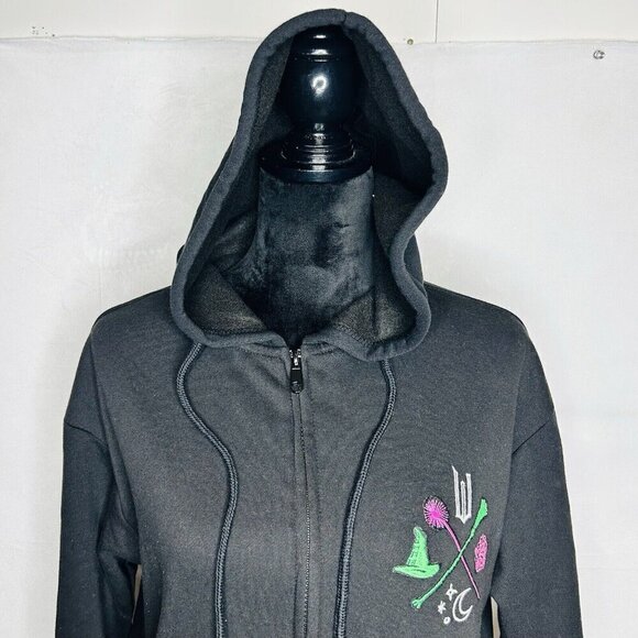 Wicked Movie Hoodie Sweatshirt Womens Sz S Full Zip Embroidery Black NWOT - Picture 4 of 9